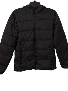 ThereAbouts Boy’s Black Parka Puffer Zip Up Hoodie Jacket Size L (14/16)